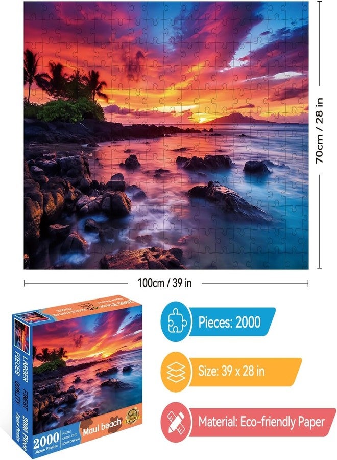 EIYRURU 2000 Piece Jigsaw Puzzle for Adults - Maui Island Sunset Over Pacific Ocean, Challenging & Relaxing Puzzle Game, Glossy Recycled Paper, Great for Mindful Play & Gift (39 x 28 in) - Image 2